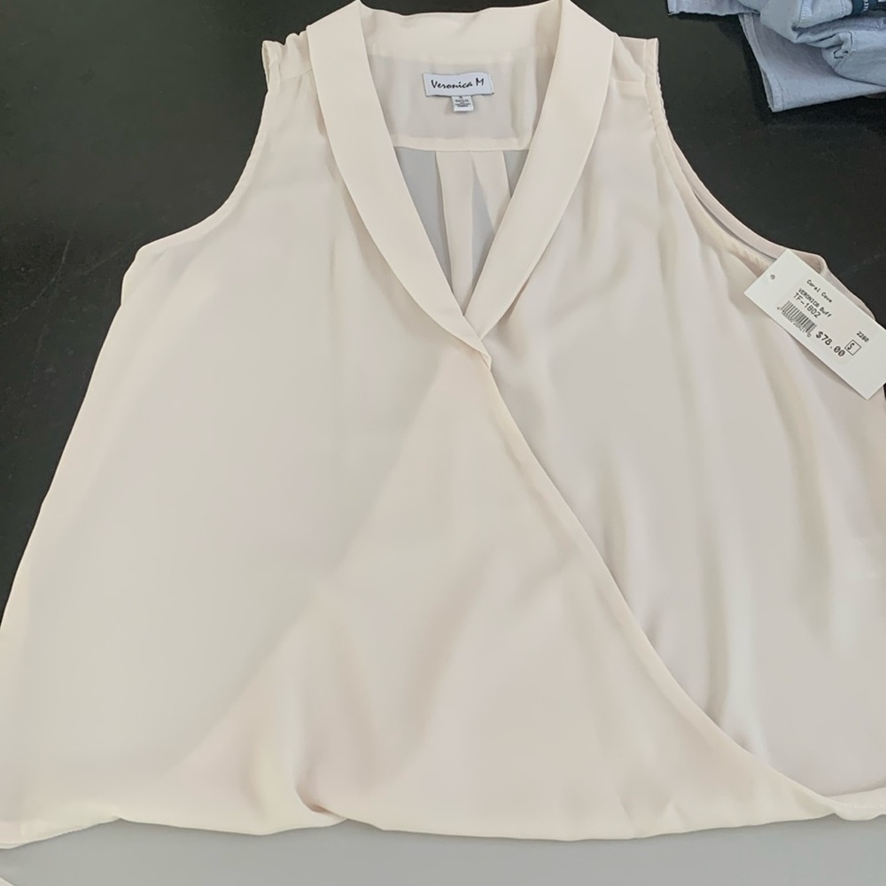 NWT veronica M sleeveless blouson collared shell